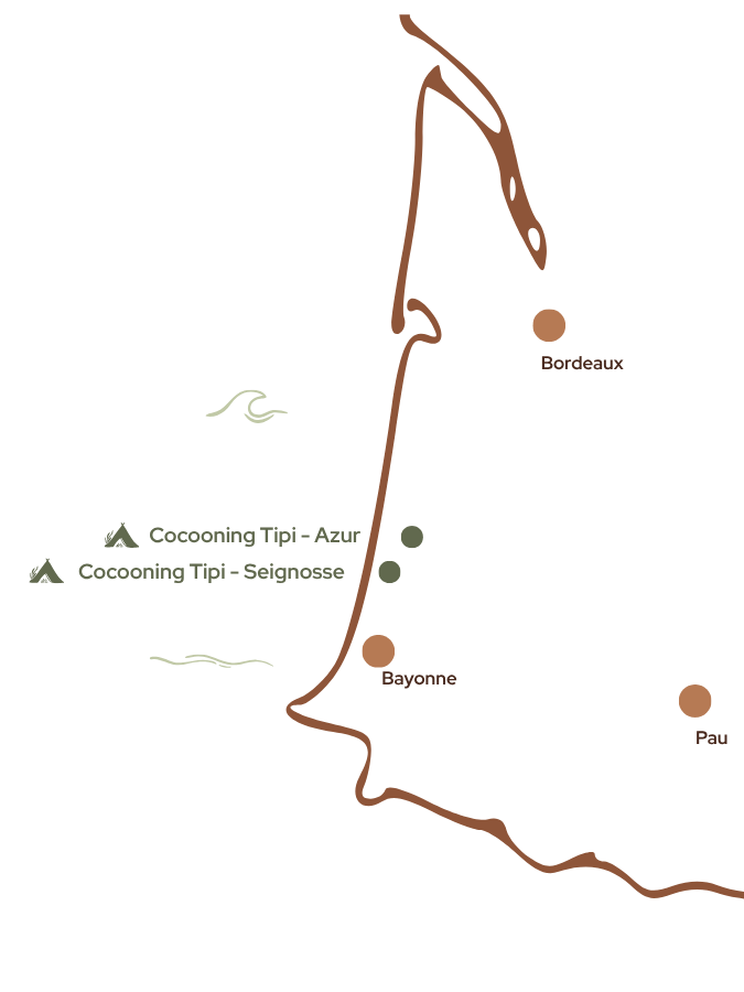 Carte localisation Cocooning Tipi Azur et Seignosse Carte localisation Cocooning Tipi Azur et Seignosse